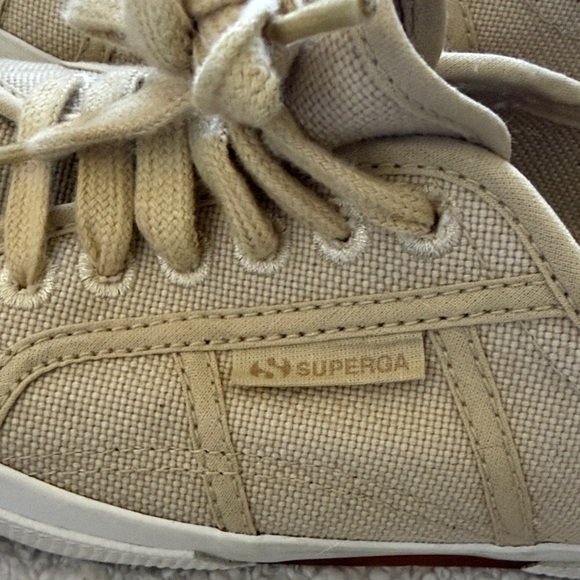 Superga Beige Canvas Lace-Up Sneakers - Picture 5 of 10